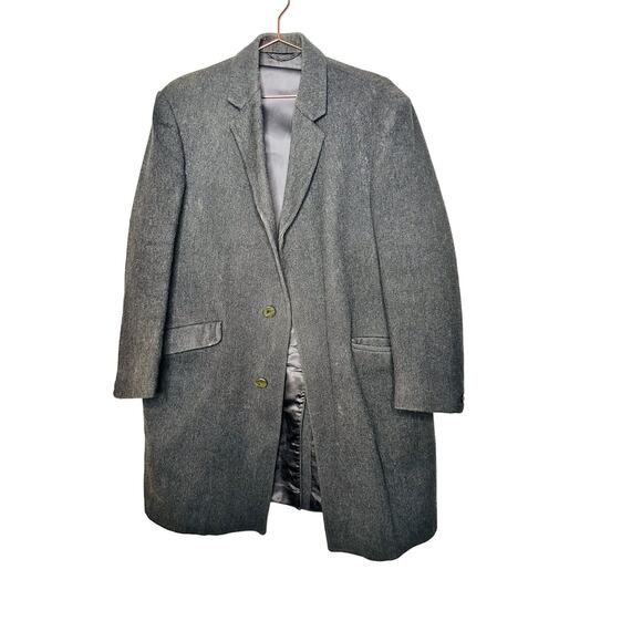 Burton Vintage Grey Charcoal Overcoat Jacket Button Front  Made in England XL - Picture 1 of 10